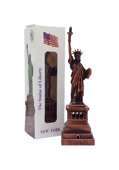 Vintage Metal Usa Özgürlük Heykeli Biblo Antik Bakır 15 Cm