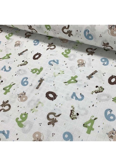 S-Mall Müslin Bebek Battaniyesi -Rakamlar -Pamuk -75X85 Cm Çok Renkli