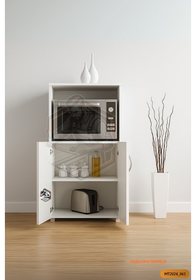 Tamamı Mdf Mini Fırın Dolabı 2 Kapaklı Çok Amaçlı Mutfak Dolabı