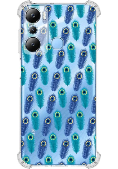 Prinrify İnfinix Hot 20i Uyumlu Nazar Boncuğu 4 Baskılı Şeffaf Köşe Korumalı Antişok Kılıf