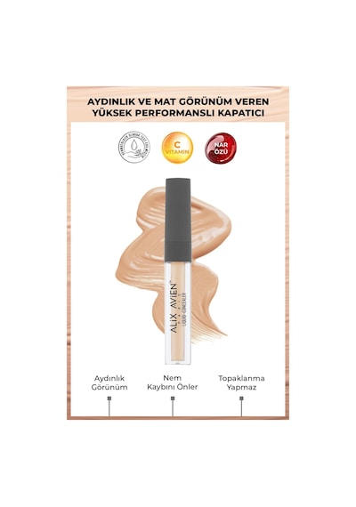Alix Avien Aydınlık Görünüm Sağlayan Yoğun Likit Göz Altı Kapatıcısı Liquid Concealer 104 Warm Bisque