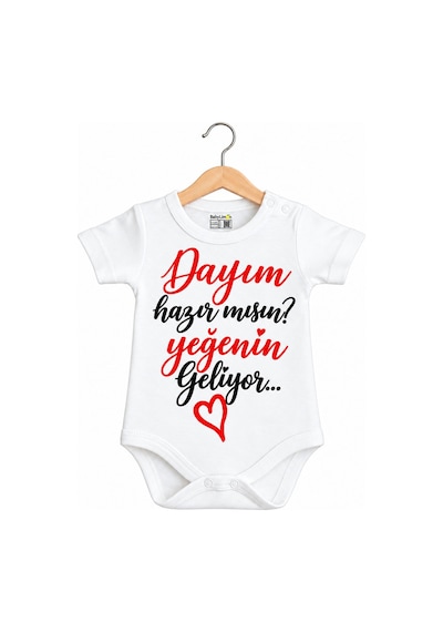 Babylimon Bebek Beyaz Dayım Hazır Mısın Yeğenin Geliyor Yazısı Baskılı Zıbın Beyaz - 936542256 Beyaz