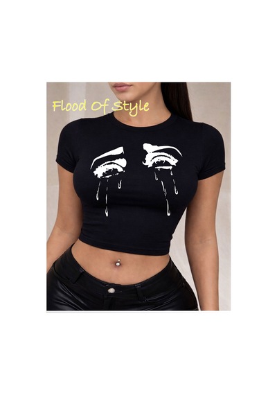Flood Of Style Siyah Babby Tee Ağlayan Gözler Özel Tasarım