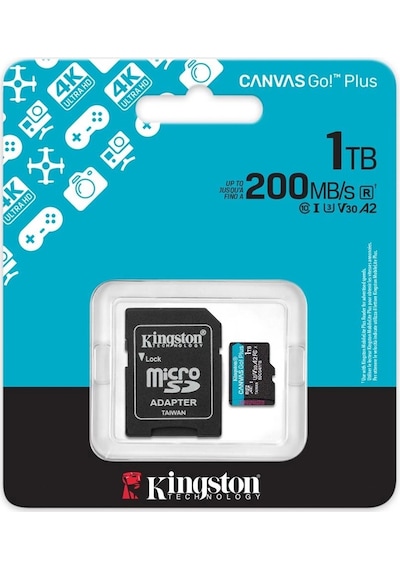 Kingston Sdcg4-1tb 1tb Microsdxc Canvas Go Plus Gen4 200mb-s A2 U3 V30 Card + Adp Hafıza Kartı