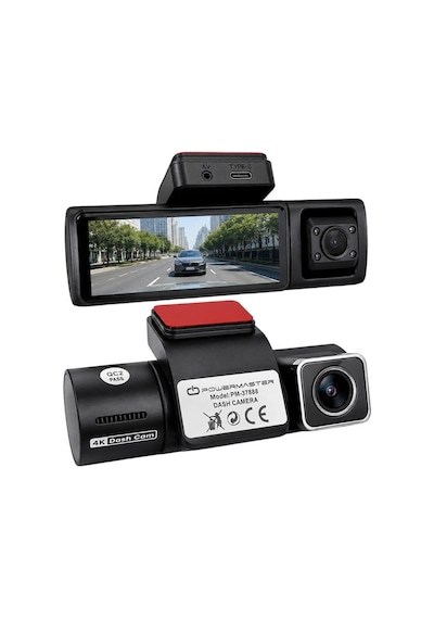 Powermaster Pm-37888 4k Mini Dash Çift Lensli Araç Yol Kabin İçi Kayıt Kamerası
