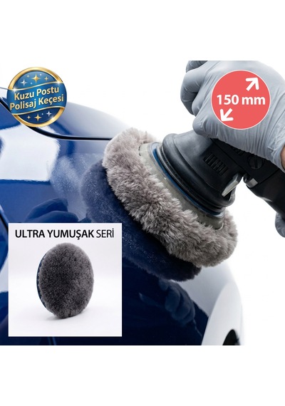 Ultra Soft Seri %100 Doğal Kuzu Postu Polisaj Keçesi 150 Mm Antrasit