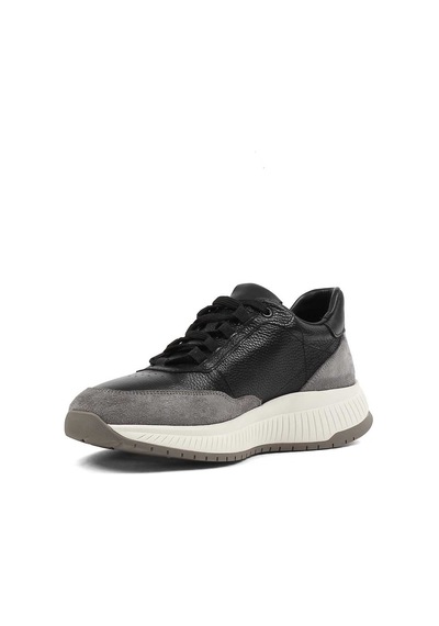 Erkek Siyah Gri Süet Deri Sneaker