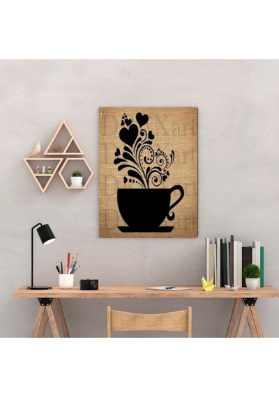 Kahve Çiçek Resimli Hediyelik Kanvas Tablo Canvas Ev Duvar Dekarasyon Süsü Ölçü Seçmeyi Unutmayınız