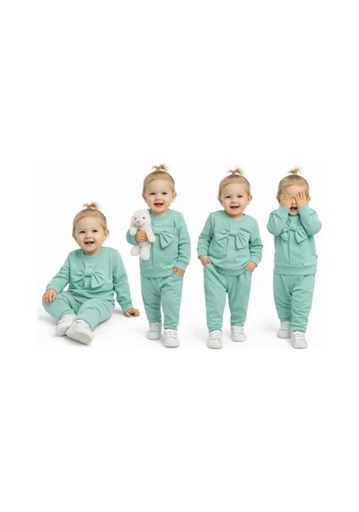 Pekminibebe 6/24 Ay Fiyonklu Penye Bebek Takımı Yeşil