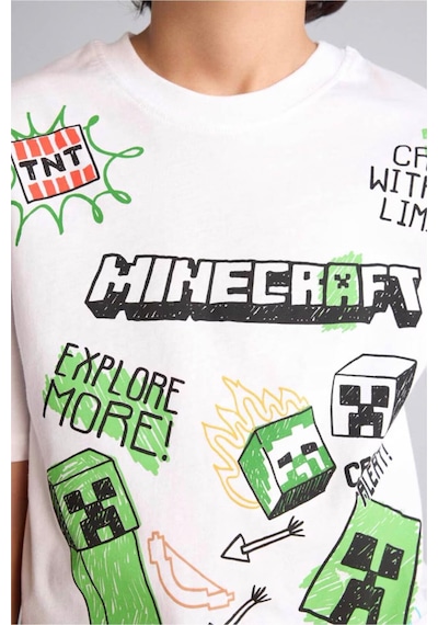 Defacto Mınecraft Oversıze Tişört Erkek Çocuk G8885a826smwt34 Beyaz-wt34