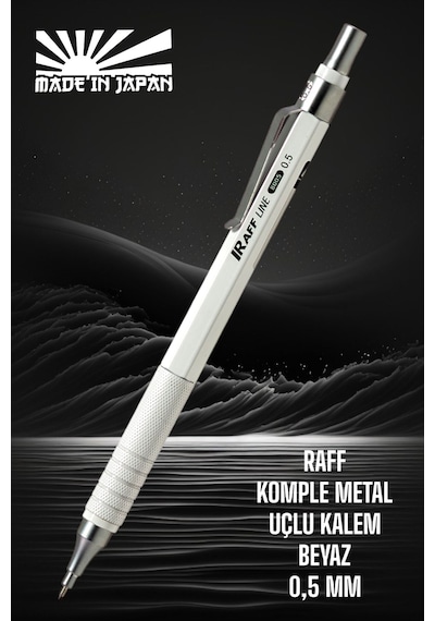 Raff Metal Gövde 0.5 Mm Beyaz Renk Uçlu Kalem Metal Versatil Kalem Çok Renkli