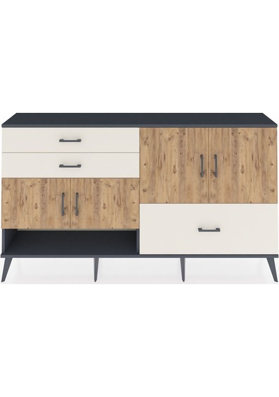 Arges Konsol 3 Raflı 3 Çekmeceli 4 Kapaklı 176x30x99 Antrasit-çam Antrasit-çam/aytaşı