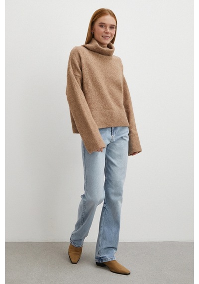 Yüksek Bel Straight Fit Jean Buz Mavisi Buz Mavisi