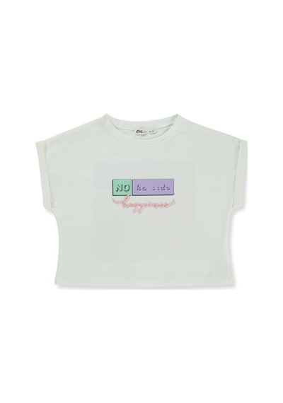 Civil Girls No Ha Side Baskılı 6-9 Yaş Tişört Ekru
