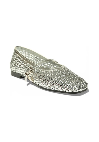 Fox Shoes Y726431709 Gümüş Örgü Görünümlü Kadın Babet Gümüş