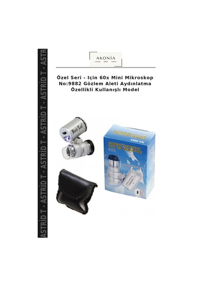 Özel Seri - Için 60x Mini Mikroskop No:9882 Gözlem Aleti Aydınlatma Özellikli Kullanışlı Model