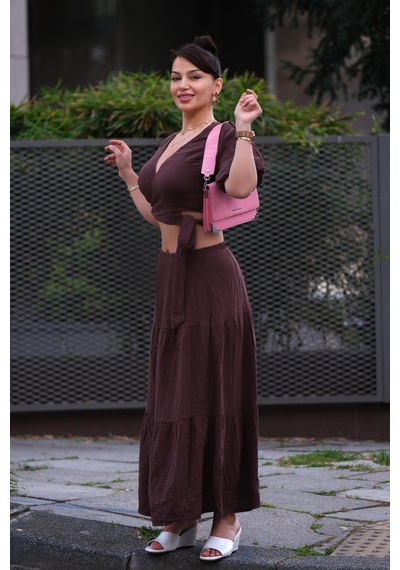 Gigi Wardrobe Kahverengi Müslim Takım Siyah Siyah