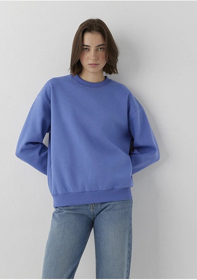 Mavi Bisiklet Yaka Sweatshırt Bleached Denim Mor