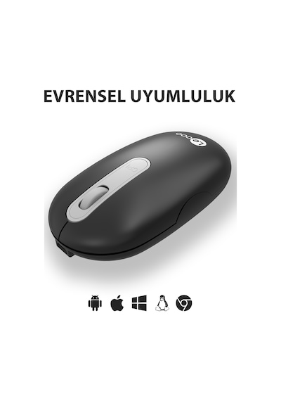 Lecoo WS207 Kablosuz 1600DPI 4 Tuşlu Sessiz Şarj Edilebilir Kompakt Optik Mouse