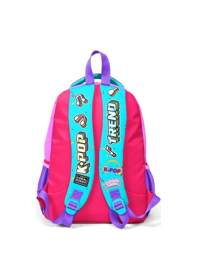 Universal Kids Pembe Turkuaz K-pop Desenli Üç Bölmeli Okul Sırt Çantası 14427 -çok Renkli
