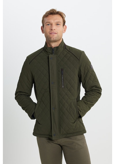 AC&Co / Altınyıldız Classics Erkek Hakı Standart Fit Normal Kesim Dik Yaka Kapitone Desenli Çıtçıtlı Yan Cepli Overcoat Hakı Haki