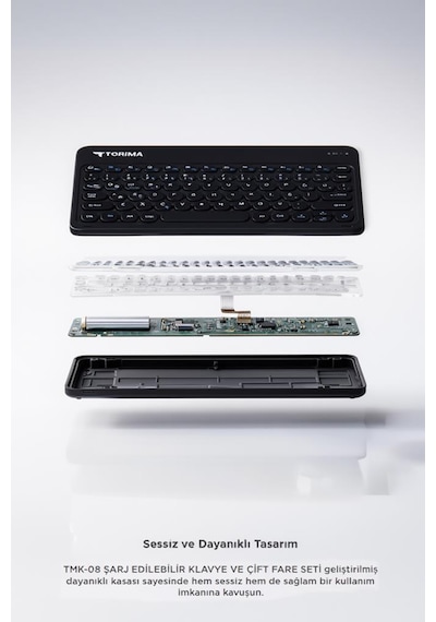 Torima TMK08  Bluetooth Kablosuz Klavye Mouse Seti Optik