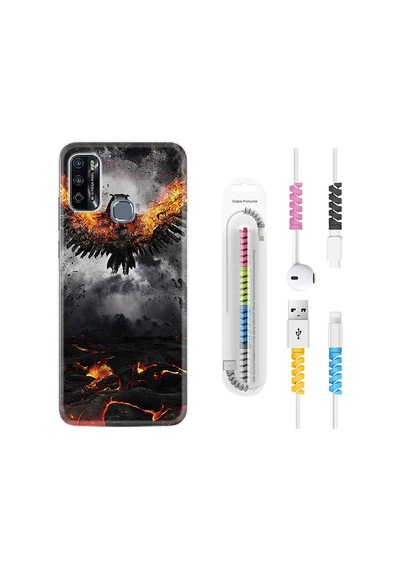 Infinix Hot 9 Play Kılıf Kablo Koruyuculu Ateş Kartalı 1766