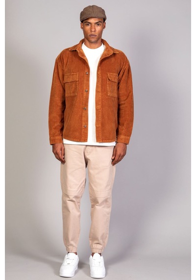 Little Cup Jeans Co Erkek Camel Gömlek Model Oversize Pamuklu Kadife Ceket
