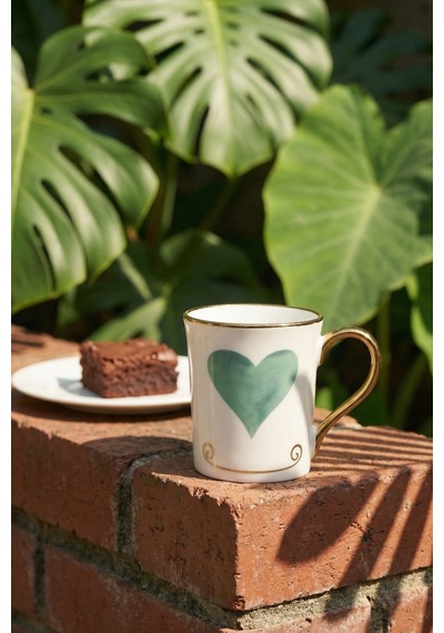 Heart Porselen Kupa Yeşil - 250 Ml Yeşil