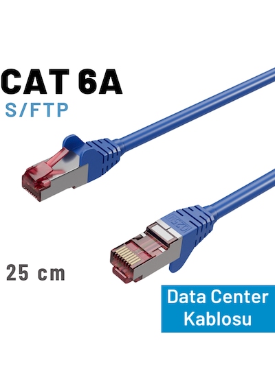 Irenıs 25 Cm Mavi Cat 6a S/ftp Ethernet Data Center Patch Kablo