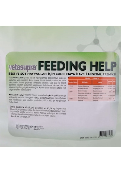 Vetasupra Feeding Help Süt Verim Artırma Yem Katkı - 25 Kg Kraft Paket