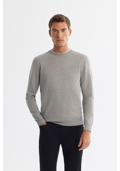 Avva Erkek Gri Viskon Bisiklet Yaka Triko Regular Fit Kazak B005132