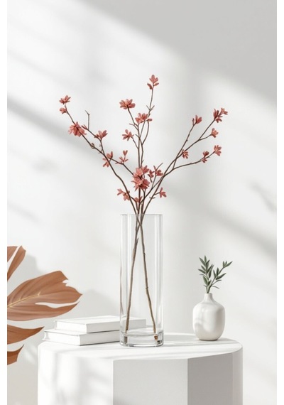 10 Cm X 40 Cm El İşçiliği Silindir Cam Vazo, Akvaryum , Dekor , Sürahi , Dekoratif, Saksı Beyaz