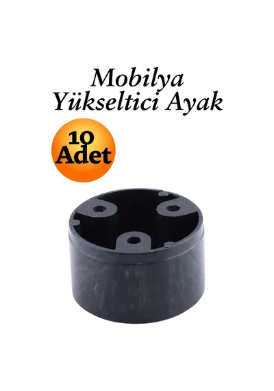 Capsule 3.7 Cm Siyah 10 Adet Mobilya Ayak Yükseltici Baza Ayağı Koltuk Kanepe Altı Puf Ayakları Siyah Siyah