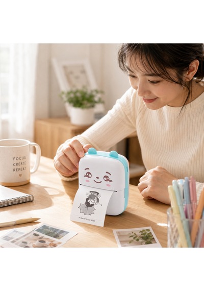 İpixi - Bluetooth Mini Sevimli Mobil Mavi Yazıcı