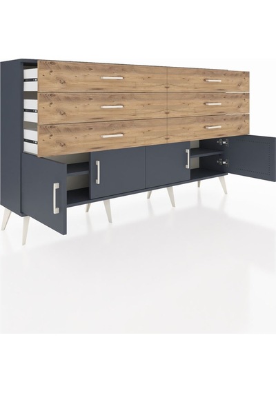 Arges Konsol 2 Raflı 6 Çekmeceli 4 Kapaklı 176x30x99 Antrasit-ant Antrasit-antrasit/çam Arges Konsol 2 Raflı 6 Çekmeceli 4 Kapaklı 176x30x99 Antrasit-ant Antrasit-antrasit/çam