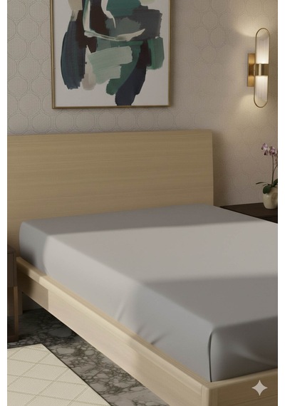 %100 Pamuk Ranforce Premium Tek Kişilik Çarşaf - Koyu Gri Koyu Gri
