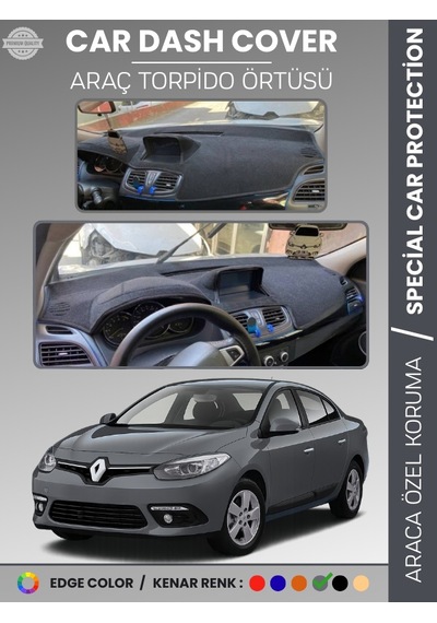 Renault Fluence Navigasyonlu Büyük Ekranlı 2013-2016 Torpido Örtüsü Panel Torpido Koruma Tam Uyum - 214 Stiloto