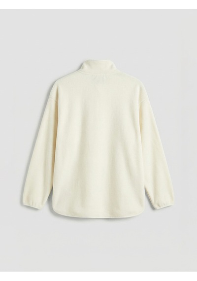Lcw Modest Beyaz Dik Yaka Oversize Kadın Polar Sweatshirt