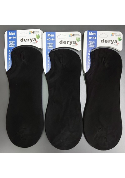 Derya Erkek Bambu Sneaker Çorap 12 Adet Siyah