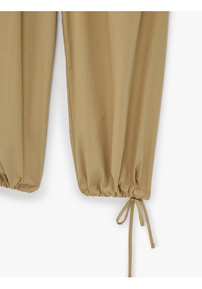 Koton Beli Bağcıklı Katlama Detaylı Balon Form Poplin Harem Pantolon Taş 7wal40014ıw