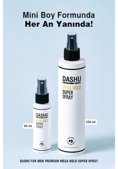 Hızlı Kuruyan, Ultra Güçlü Saç Şekillendirici Sprey Dashu For Men Mega Hold Super Spray 250 Ml