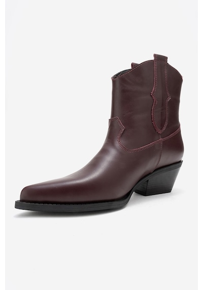Luvishoes Luvi Shoes Elıa Bordo Cilt Hakiki Deri Kadın Western Bot Bordo