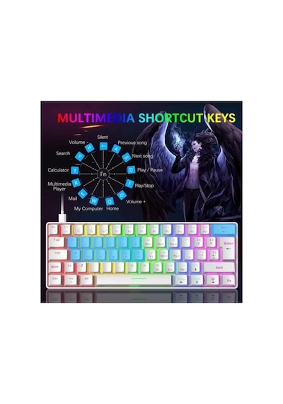Tk-04 Mekanik Klavye Rgb Işıklı Kablolu Q Klavye 12 Işık Modu Blue Switch Oyuncu Klavyesi