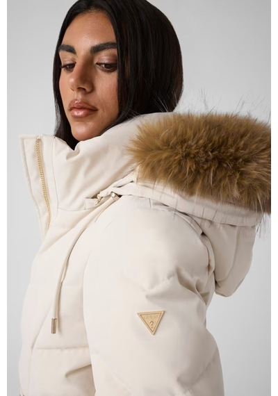 Guess Kapüşonlu Kadın Mont-w6bl57w4196 Krem