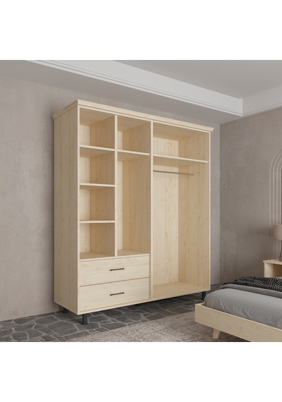 Soft Wood 4 Kapaklı Masif Ahşap Gardırop Çam