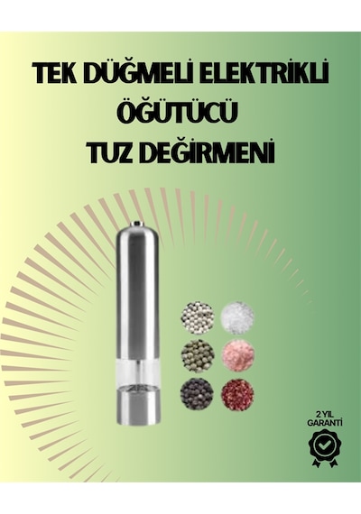 Pilli Otomatik Baharat Değirmeni Gıda Sınıfı Çelik Sessiz Öğütücü Alet - Lisinya Sarı