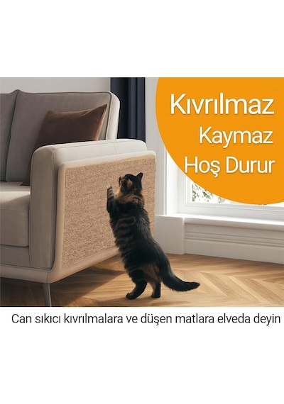 Kedi Tırmalama Halısı Yapışkanlı Her Yüzeye Uygulanabilir Kesilebilir Mobilya Koruyucu Mat Dev