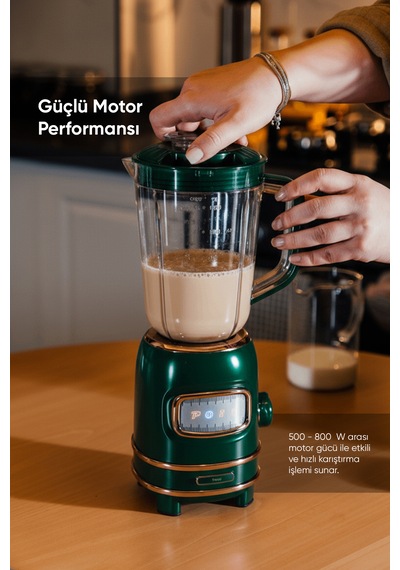 Fressi Retroblend FR-BL01 Öğütücülü 500 W Smoothie Blender Seti