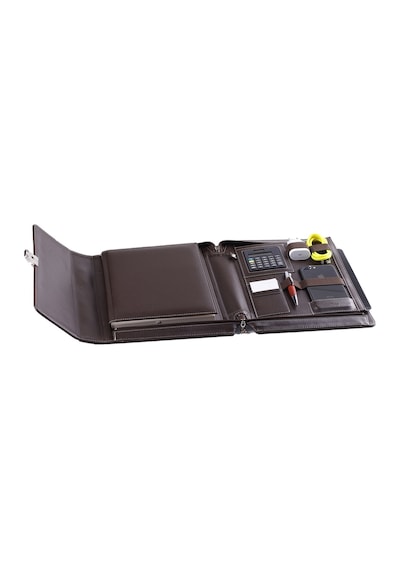 2K Fermuarlı Hesap Makineli Organizer Ajanda Tarihsiz 20x28 CM Kareli Defterli Ürün Ölçüsü 28x34,5 CM Kahverengi